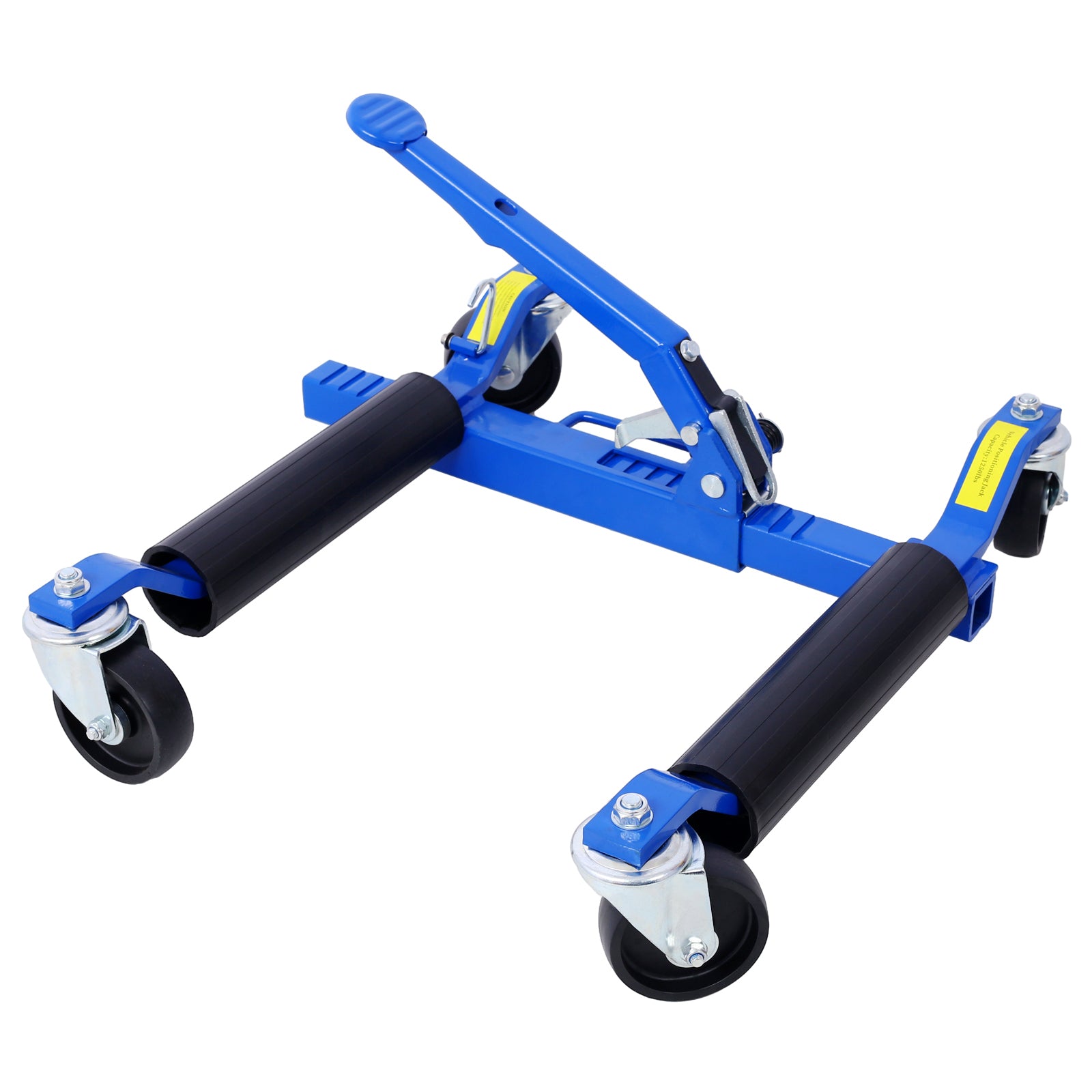 Set of (2) Wheel Dolly Car Skates Vehicle Positioning Hydraulic Tire Jack Ratcheting Foot Pedal Lift Hydraulic Car Wheel Dolly, 1,250lbs blue